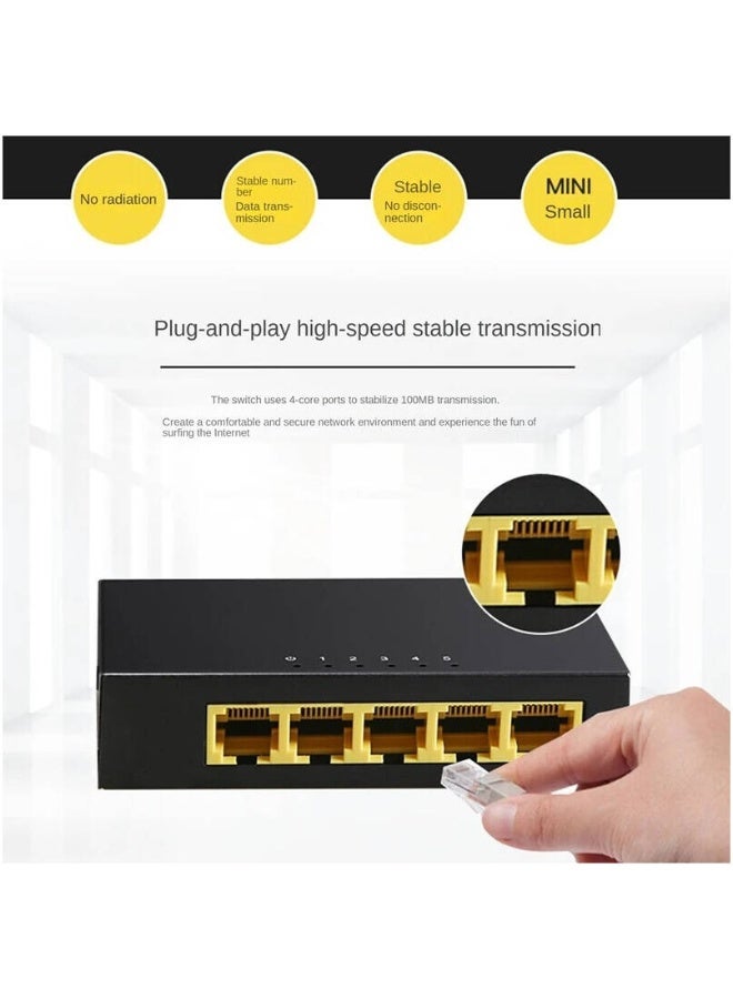 دي لينك DGS-F105 Ethernet Switch, 5 Port Gigabit 10/100/1000 Mbps Unmanaged Metal Switch, Plug and Play, LEDs Lights Cables Diagnostics, Energy Star Compliant, Compact, DGS-F105 Black  - Image 5