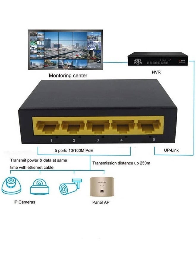 دي لينك DGS-F105 Ethernet Switch, 5 Port Gigabit 10/100/1000 Mbps Unmanaged Metal Switch, Plug and Play, LEDs Lights Cables Diagnostics, Energy Star Compliant, Compact, DGS-F105 Black  - Image 3