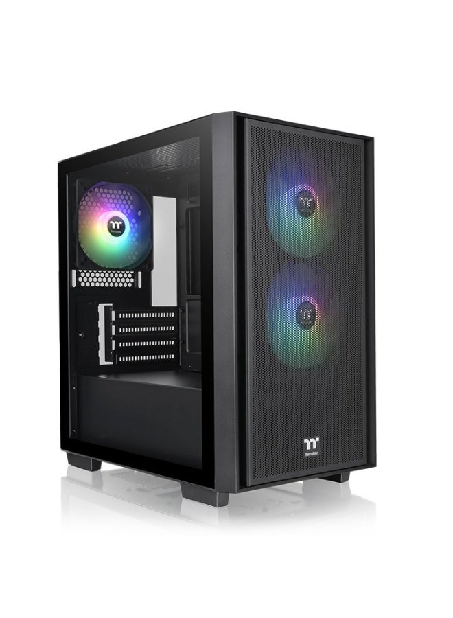 Thermaltake Versa H16 TG ARGB Micro Tower Chassis, Compact Micro ATX & Mini ITX Case with 3x 120mm ARGB Fans, Tempered Glass Side Panel, Mesh Front Panel, Multiple Drive Bays, USB 3.0 & Audio I/O, Black | CA-1Y8-00S1WN-02  - Image 5