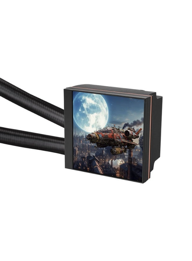 Thermaltake MAGFloe 360 Ultra ARGB Sync AIO Liquid Cooler, 360mm Radiator, 3.95" 480x480 LCD Display, SWAFAN EX MagForce 2.0 Magnetic Fans, Copper Base Plate, 27mm Radiator Thickness, Intel LGA1851 & AMD AM5 Compatible, ARGB Lighting, Black Edition | CL-W432-PL12SW-A  - Image 2