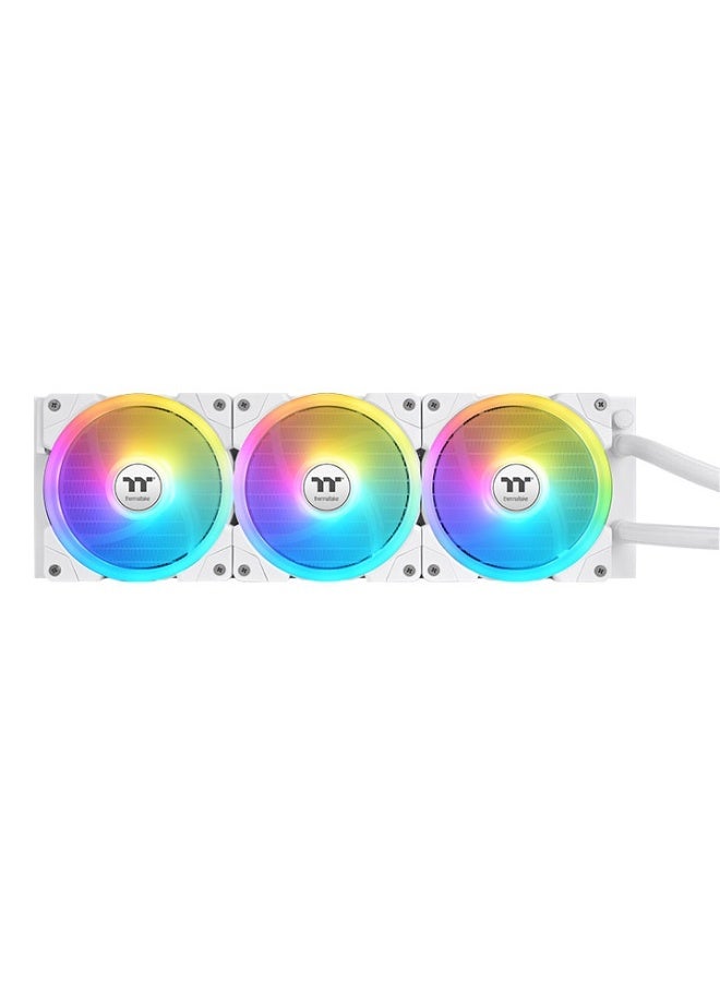 Thermaltake MAGFloe 360 Ultra ARGB Sync AIO Liquid Cooler, 360mm Radiator, 3.95" 480x480 LCD Display, SWAFAN EX MagForce 2.0 Magnetic Fans, Copper Base Plate, 27mm Radiator Thickness, Intel LGA1851 & AMD AM5 Compatible, ARGB Lighting, Snow (White) Edition | CL-W433-PL12SW-A  - Image 4
