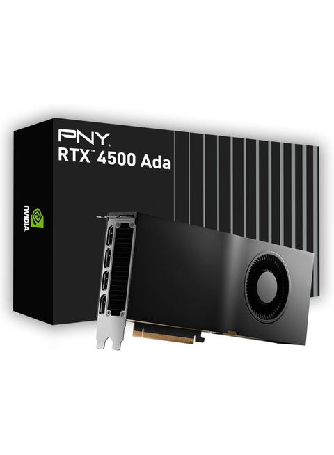 NVIDIA RTX 4500 Ada Generation 24GB GDDR6 ECC Workstation Graphics Card, PCIe 4.0 x16, 7680 CUDA Cores, 240 Tensor Cores, 60 RT Cores, 4x DisplayPort 1.4a, AV1 Encode/Decode, DLSS 3.0, OptiX Ray Tracing, 432 GB/s Bandwidth, Blower Cooler, 210W TDP, VR/AI/3D Rendering/Video Editing Ready | VCNRTX4500ADA-SB