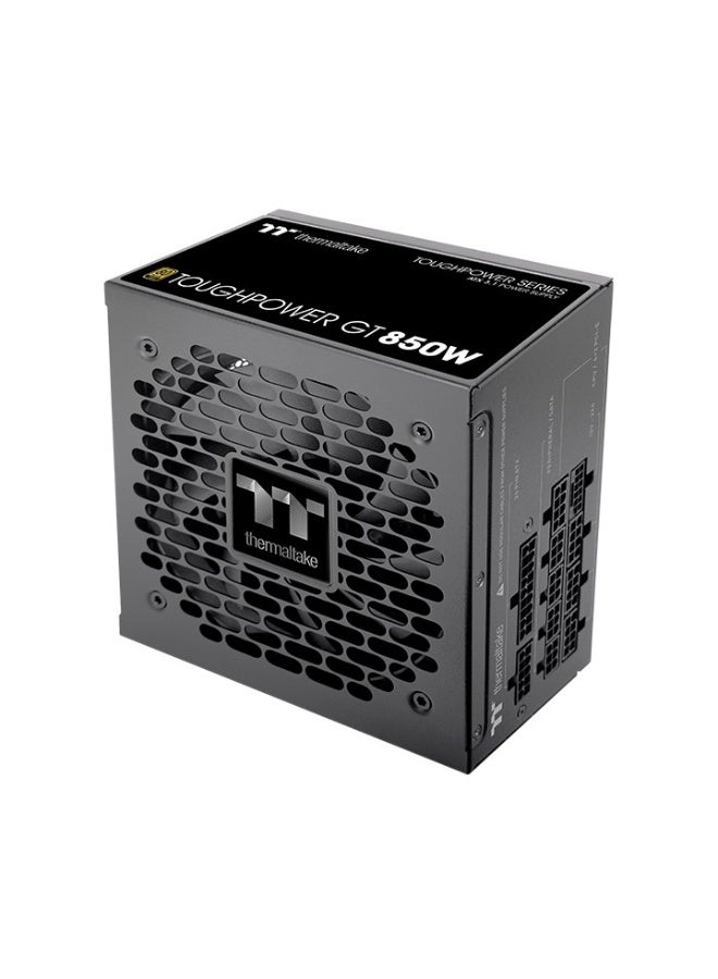 ثيرمال تيك مزود الطاقة Toughpower GT 850W 80+ Gold كامل الوحدات، ATX 3.1، جاهز PCIe 5.1، كابل 12V-2x6 الأصلي، مروحة هيدروليكية 120 مم، مروحة ذكية صفرية، مكثفات يابانية 100%، سكة واحدة +12V (70.8A)، أسود | PS-TPT-0850FNFAGK-3 - Image 4