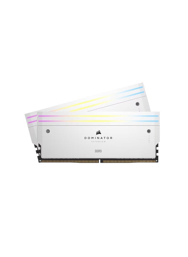 CORSAIR Dominator Titanium RGB DDR5 96GB (2x48GB) 6400MHz CL32 Desktop Memory Kit, Intel XMP Certified, White Heatsink, 11-Zone Dynamic RGB Lighting, DHX Dual-Path Heat Dissipation, Overclocking Ready | CMP96GX5M2B6400C32W White  - Image 1