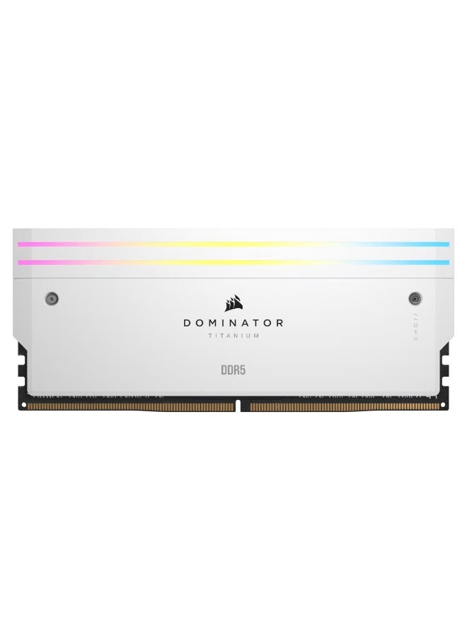 Dominator Titanium RGB DDR5 96GB (2x48GB) 6400MHz CL32 Desktop Memory Kit, Intel XMP Certified, White Heatsink, 11-Zone Dynamic RGB Lighting, DHX Dual-Path Heat Dissipation, Overclocking Ready | CMP96GX5M2B6400C32W White