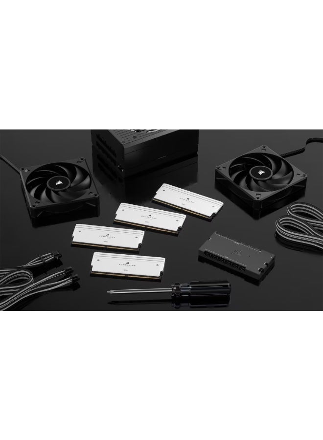 Dominator Titanium RGB DDR5 96GB (2x48GB) 6400MHz CL32 Desktop Memory Kit, Intel XMP Certified, White Heatsink, 11-Zone Dynamic RGB Lighting, DHX Dual-Path Heat Dissipation, Overclocking Ready | CMP96GX5M2B6400C32W White