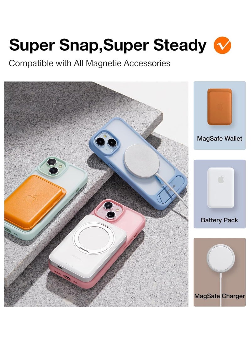 TORRAS Upgrade Magnetic & Stand Designed for iPhone 15 Case fit for MagSafe, 12FT [Mil-Grade Shockproof Phone Case for iPhone 15 6.1 Inch 2023 Built-in Invisible Kickstand, Pstand Series, Matte Blue Blue - Image 4