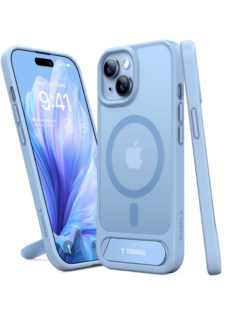 TORRAS Upgrade Magnetic & Stand Designed for iPhone 15 Case fit for MagSafe, 12FT [Mil-Grade Shockproof Phone Case for iPhone 15 6.1 Inch 2023 Built-in Invisible Kickstand, Pstand Series, Matte Blue Blue - Image 2