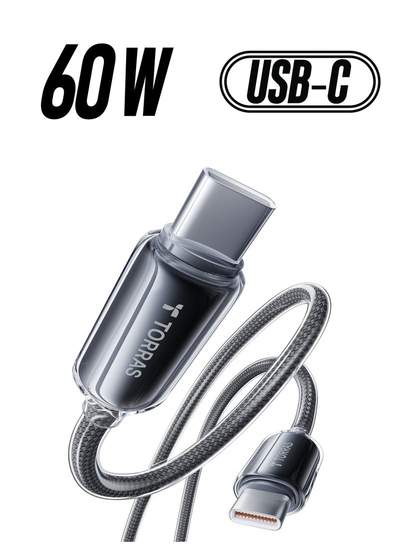 TORRAS USB-C To USB-C Cable 60w (2m), Mil-Grade Tested USB-C Charger Cable Fast Charge for iPhone 16/Plus/Pro/Pro Max, iPhone 15/Plus/Pro/Pro Max, Samsung S25/S24/23, MacBook Air Pro 2020, iPad Pro/Air/Mini (Dark Grey) Dark Grey - Image 1