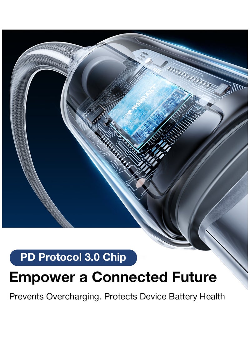 TORRAS USB-C To USB-C Cable 60w (2m), Mil-Grade Tested USB-C Charger Cable Fast Charge for iPhone 16/Plus/Pro/Pro Max, iPhone 15/Plus/Pro/Pro Max, Samsung S25/S24/23, MacBook Air Pro 2020, iPad Pro/Air/Mini (Dark Grey) Dark Grey - Image 4