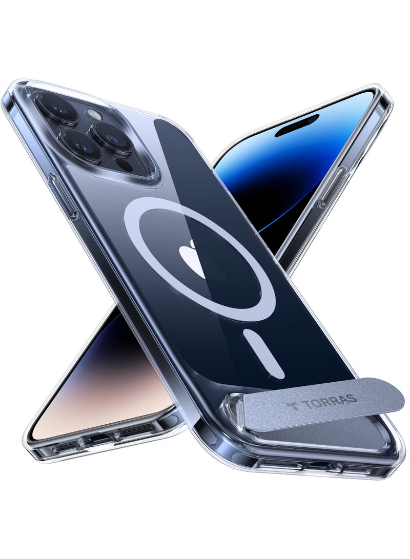 حافظة آيفون 15 برو مع قاعدة مغناطيسية محدثة [اختبار سقوط بمعيار عسكري] [متوافقة مع MagSafe] حافظة رقيقة وخفيفة مع لمسة غير لامعة لآيفون 15 برو (6.1 بوصة) شفافة - Image 1