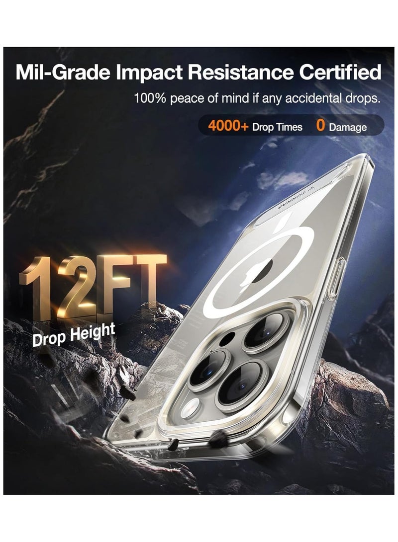 حافظة آيفون 15 برو مع قاعدة مغناطيسية محدثة [اختبار سقوط بمعيار عسكري] [متوافقة مع MagSafe] حافظة رقيقة وخفيفة مع لمسة غير لامعة لآيفون 15 برو (6.1 بوصة) شفافة - Image 4