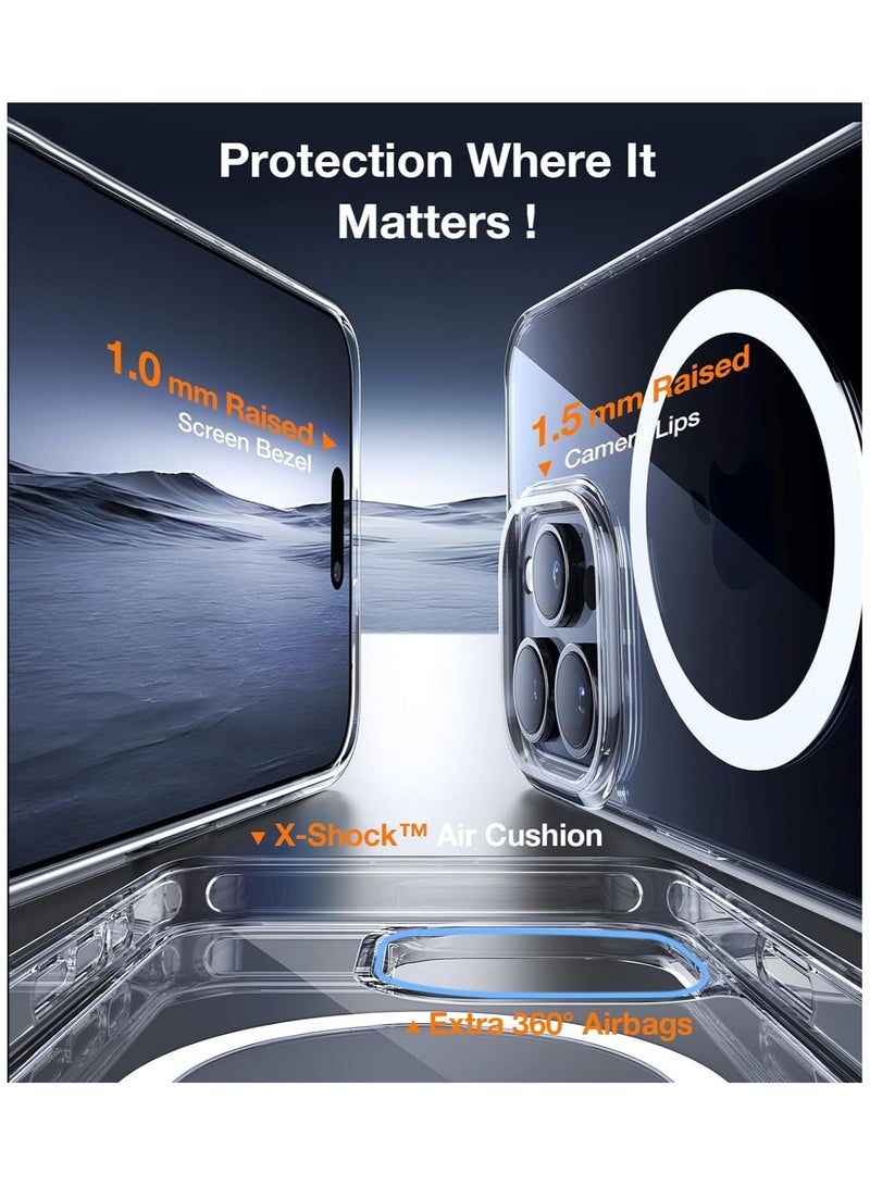حافظة آيفون 15 برو مع قاعدة مغناطيسية محدثة [اختبار سقوط بمعيار عسكري] [متوافقة مع MagSafe] حافظة رقيقة وخفيفة مع لمسة غير لامعة لآيفون 15 برو (6.1 بوصة) شفافة - Image 5