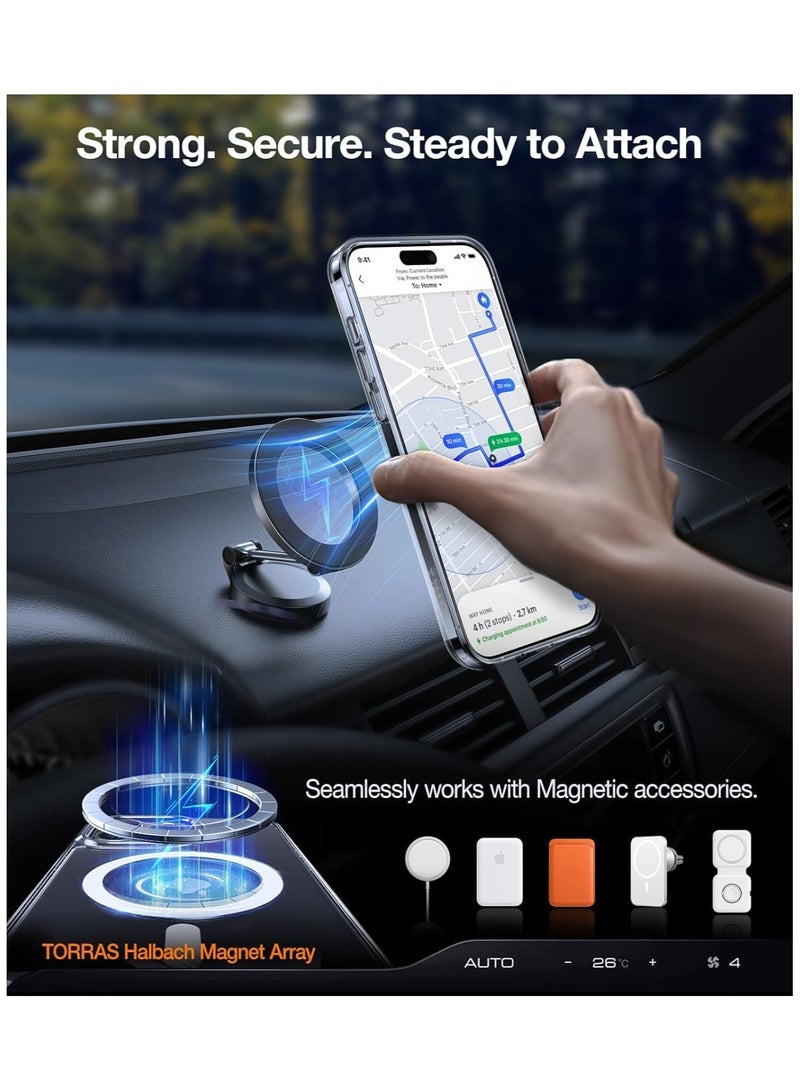 حافظة آيفون 15 برو مع قاعدة مغناطيسية محدثة [اختبار سقوط بمعيار عسكري] [متوافقة مع MagSafe] حافظة رقيقة وخفيفة مع لمسة غير لامعة لآيفون 15 برو (6.1 بوصة) شفافة - Image 3