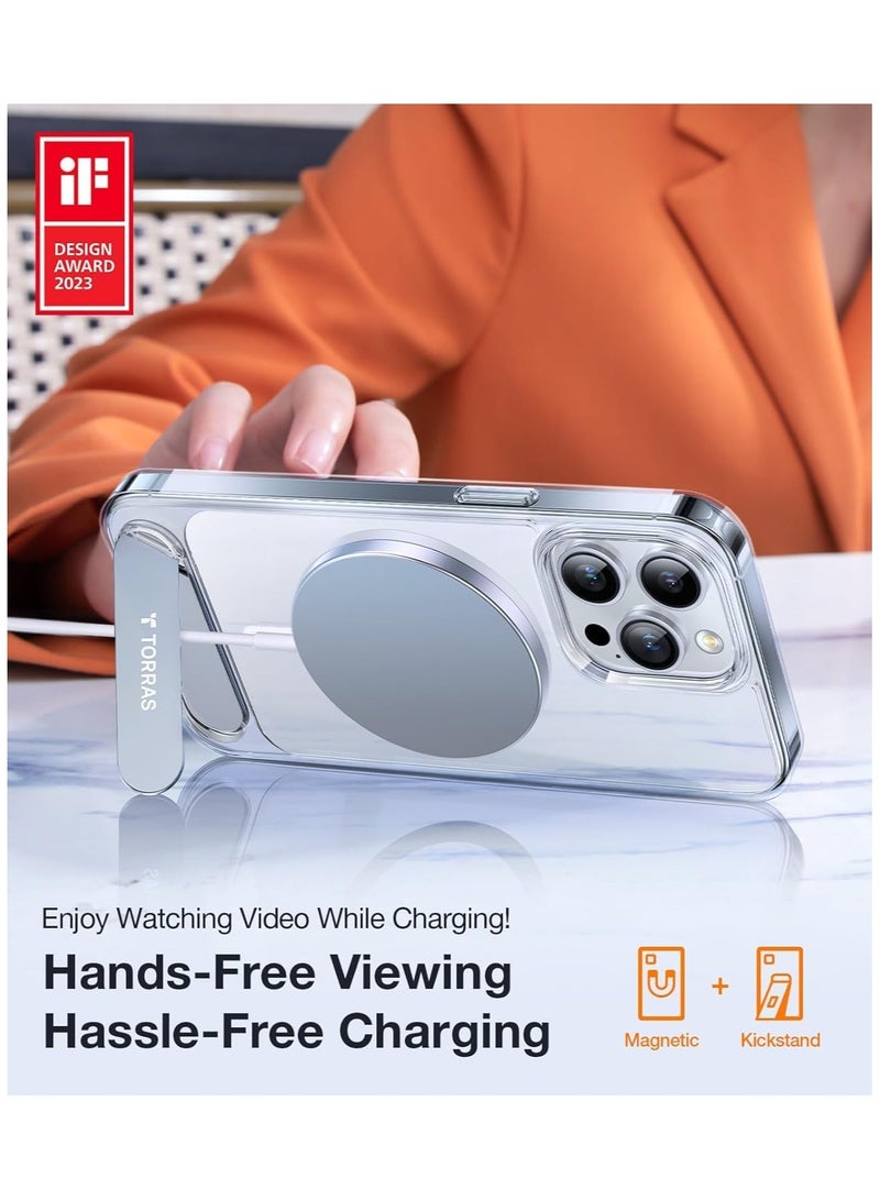 حافظة آيفون 15 برو مع قاعدة مغناطيسية محدثة [اختبار سقوط بمعيار عسكري] [متوافقة مع MagSafe] حافظة رقيقة وخفيفة مع لمسة غير لامعة لآيفون 15 برو (6.1 بوصة) شفافة - Image 2