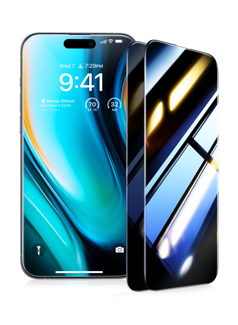 TORRAS Mil-Grade Shatterproof for iPhone 16 Privacy Screen Protector [9H＋Unbreakable from 12FT Drop, Anti Spy Edge to Edge Tempered Glass] Bubble Free Just-One-Pull Installation Black - Image 1