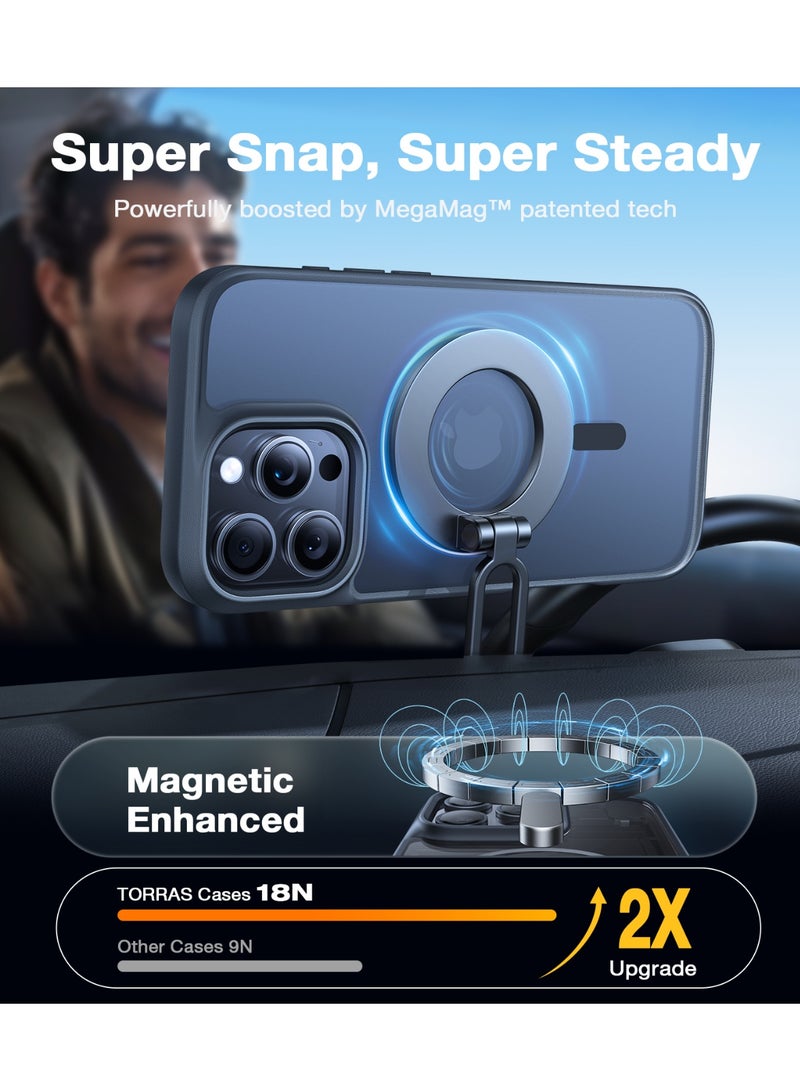 TORRAS Magnetic Shockproof for 16 Pro Max Case, [Compatible with MagSafe] [Mil-Grade Drop Tested] Translucent Slim Protective Case for 16 Pro Max Anti-Fingerprint Anti-Scratch, Guardian Magnetic Series, Black Black - Image 3