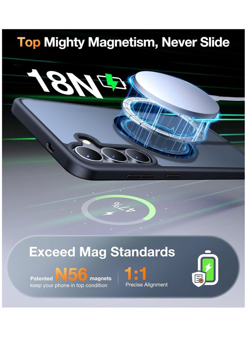 TORRAS Magnetic Shockproof for Samsung Galaxy S25 Plus Case, [Fit for MagSafe][4X Mil-Grade Protection][Anti-Fingerprint & Anti-Scratch] Translucent Slim Case for Samsung S25+Plus Case, Black Black - Image 2