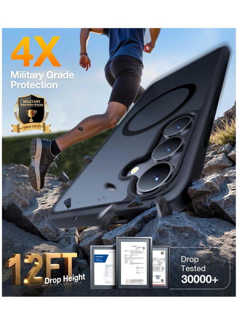 TORRAS Magnetic Shockproof for Samsung Galaxy S25 Plus Case, [Fit for MagSafe][4X Mil-Grade Protection][Anti-Fingerprint & Anti-Scratch] Translucent Slim Case for Samsung S25+Plus Case, Black Black - Image 3