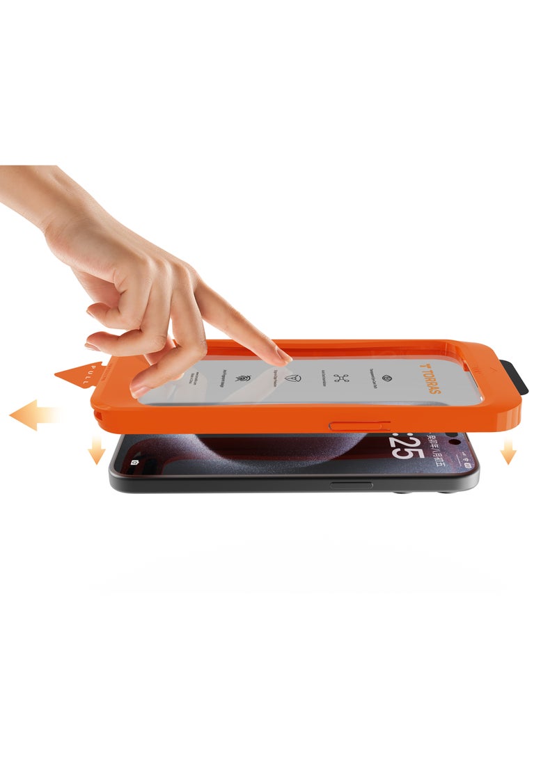 TORRAS [Mil-Grade Shatterproof for iPhone 16 Pro Screen Protector [9H+ Aerospace Tempered Glass & One-Step Installation] Full Coverage Fit Bubble Free Top-Notch Protection, GlassGo X Clear - Image 5