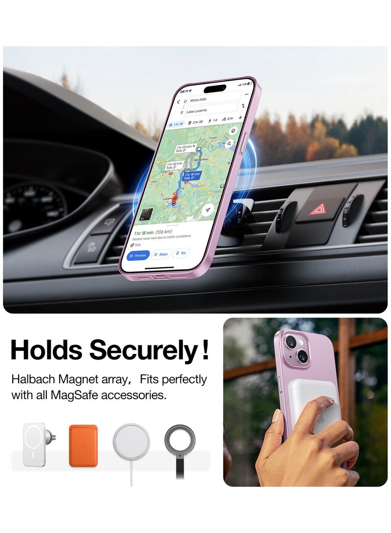 TORRAS Magnetic Slim Fit for iPhone 15 Case, Compatible with MagSafe, Ultra Thin Case for iPhone 15 Case, Matte Hard PC Velvety Touch & Anti-Scratch Protective Cover for iPhone 15 Phone Case, Pink Pink - Image 5