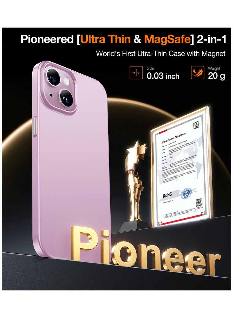 TORRAS Magnetic Slim Fit for iPhone 15 Case, Compatible with MagSafe, Ultra Thin Case for iPhone 15 Case, Matte Hard PC Velvety Touch & Anti-Scratch Protective Cover for iPhone 15 Phone Case, Pink Pink - Image 2