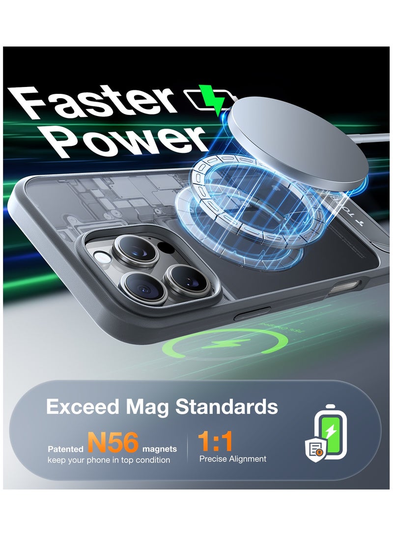 TORRAS Strong Magnetic & Seamless Stand for iPhone 16 Pro Case, [18N Mighty Magnetic] [12FT Mil-Grade Drop Tested] [Fit for MagSafe] Kickstand Protective Slim Phone Case for iPhone 16 Pro 6.3", Grey Titanium Grey - Image 5