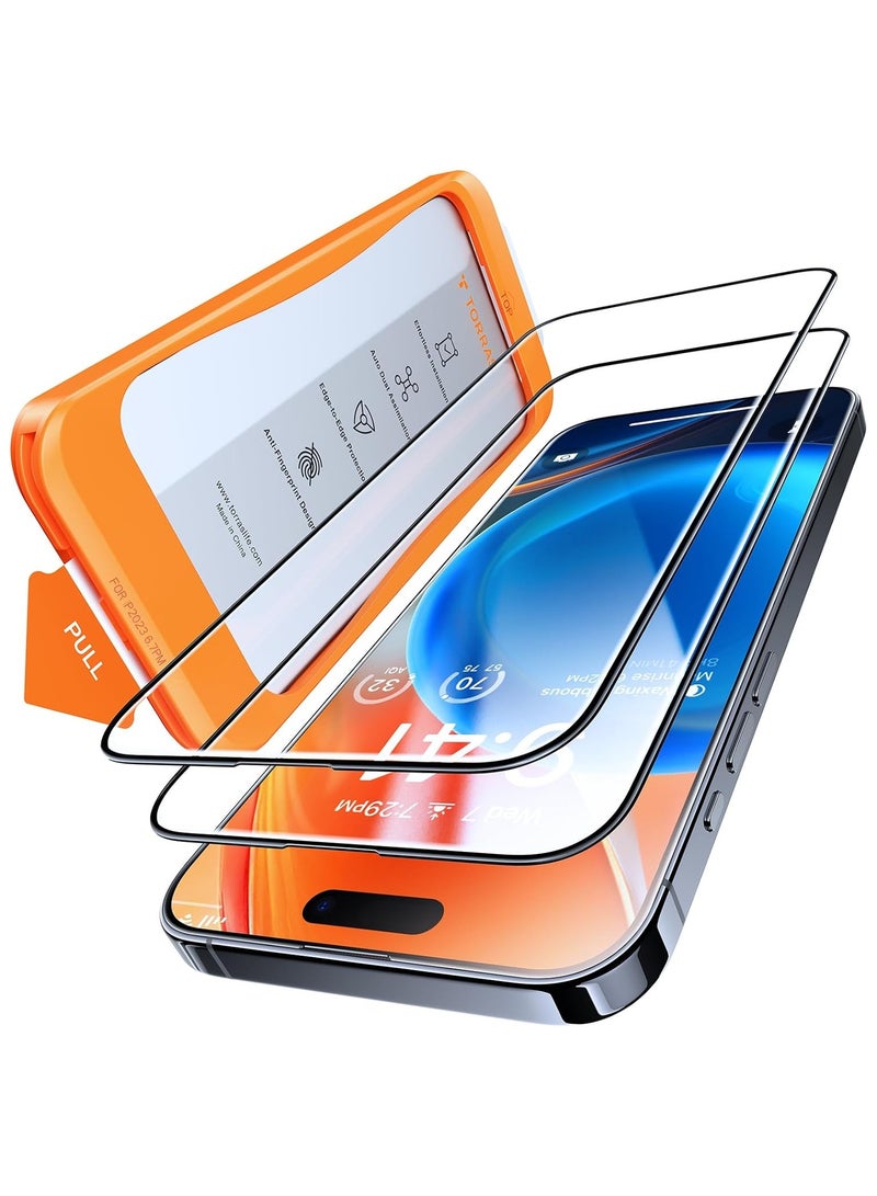 TORRAS Diamond Shield for iPhone 15 Pro Max Screen Protector [Military-Grade Protection] Unbreakable 9H Shatterproof Tempered Glass for iPhone 15 ProMax Full Coverage Screen Protector Black - Image 1