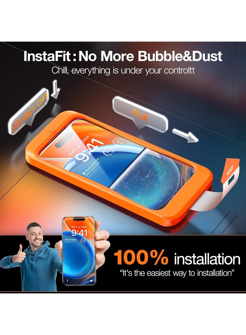 TORRAS Diamond Shield for iPhone 15 Pro Max Screen Protector [Military-Grade Protection] Unbreakable 9H Shatterproof Tempered Glass for iPhone 15 ProMax Full Coverage Screen Protector Black - Image 5