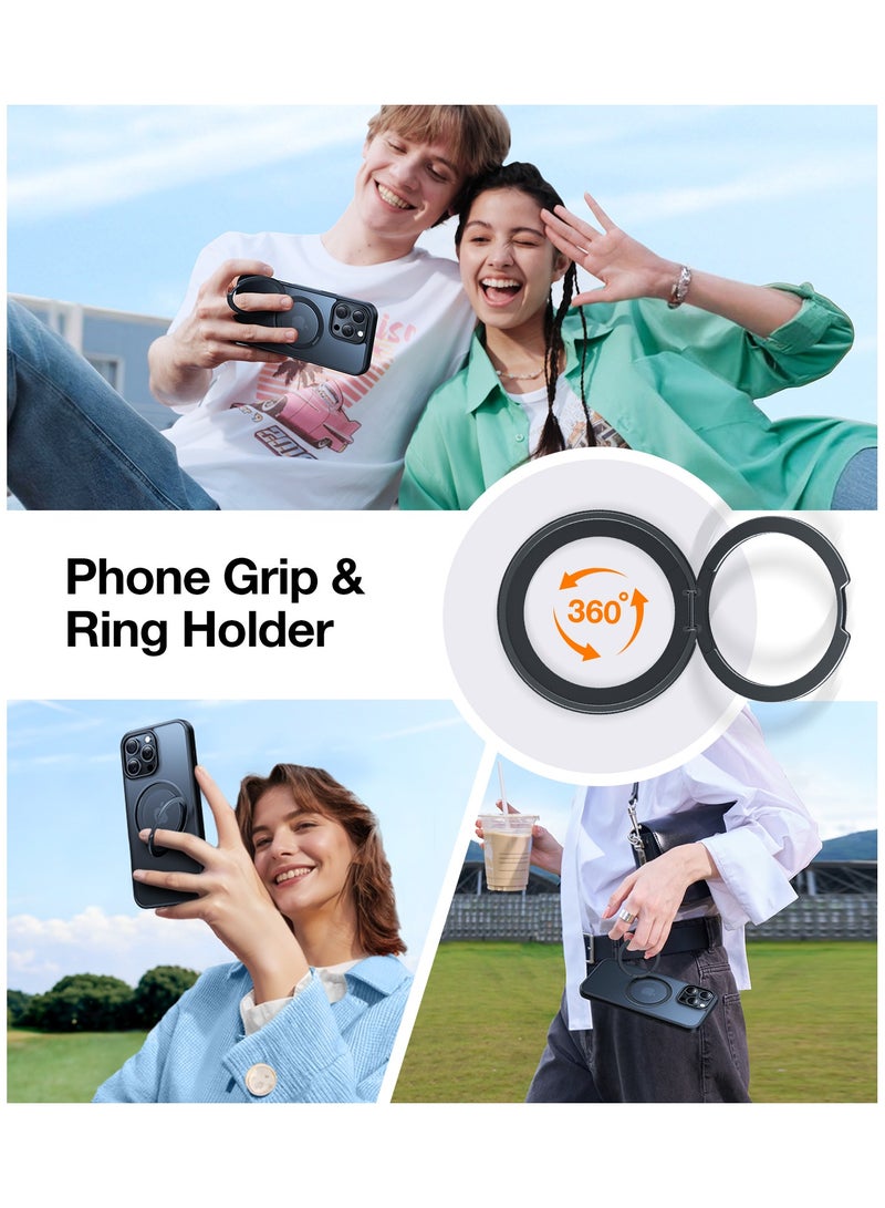 TORRAS Upgraded 360°Rotatable Magnetic Ring for iPhone 16 Pro Max Case, Fit for MagSafe with Stand & Ring Holder, 16FT [Mil-Grade Shock proof Translucent for iPhone 16 Pro Max Phone Case Ostand, Black Black  - Image 5