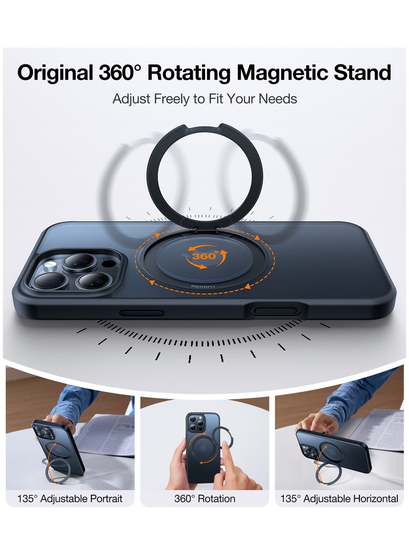 TORRAS Upgraded 360°Rotatable Magnetic Ring for iPhone 16 Pro Max Case, Fit for MagSafe with Stand & Ring Holder, 16FT [Mil-Grade Shock proof Translucent for iPhone 16 Pro Max Phone Case Ostand, Black Black  - Image 2