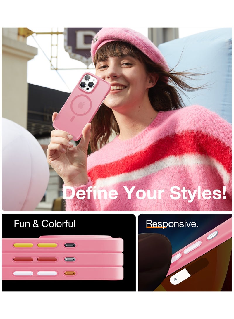 TORRAS Magnetic Guardian Designed for iPhone 15 Pro Max Case, [Mil-Grade Drop Tested] [Compatible with MagSafe] Slim Frosted, Translucent Slim Protective Case for 15 Pro Max Anti-Fingerprint Anti-ScratchCase for iPhone 15 Pro Max Phone Case (6.7") Pink Pink - Image 5