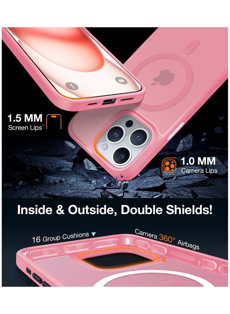 TORRAS Magnetic Guardian Designed for iPhone 15 Pro Max Case, [Mil-Grade Drop Tested] [Compatible with MagSafe] Slim Frosted, Translucent Slim Protective Case for 15 Pro Max Anti-Fingerprint Anti-ScratchCase for iPhone 15 Pro Max Phone Case (6.7") Pink Pink - Image 2