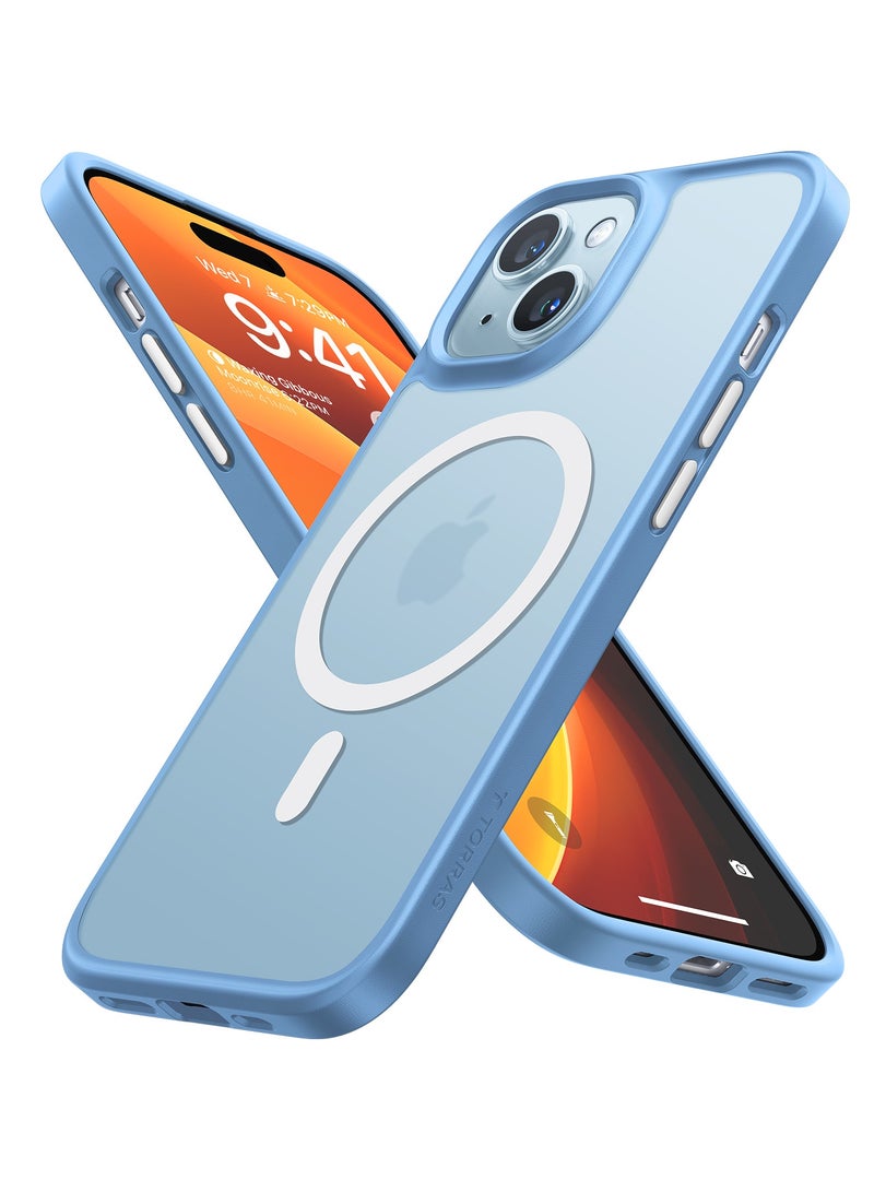 Magnetic Designed for iPhone 15 Case, Compatible with MagSafe, [Mil-Grade Drop Tested, Shockproof Hard Back Soft Edge Slim Protective Case for iPhone 15 Case, Blue Light Blue - Image 1