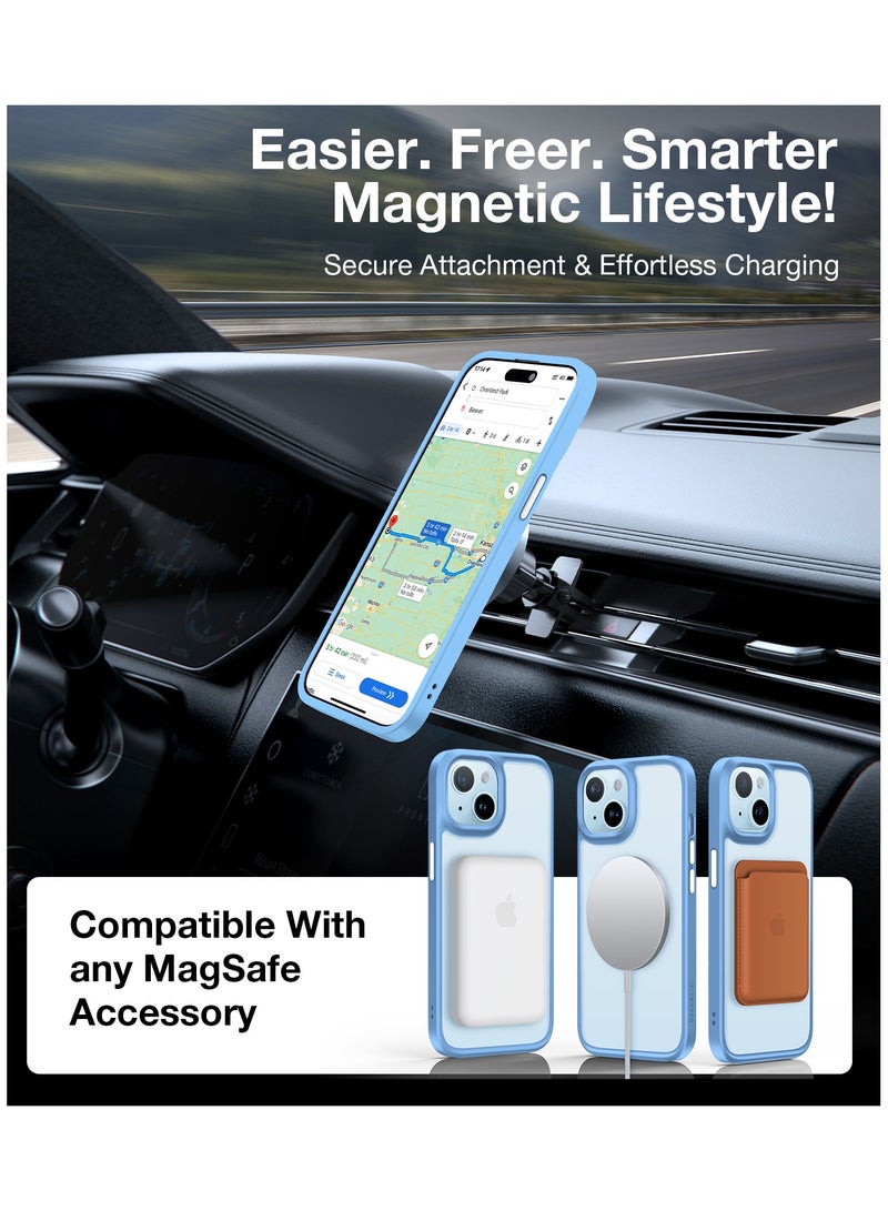 Magnetic Designed for iPhone 15 Case, Compatible with MagSafe, [Mil-Grade Drop Tested, Shockproof Hard Back Soft Edge Slim Protective Case for iPhone 15 Case, Blue Light Blue - Image 5