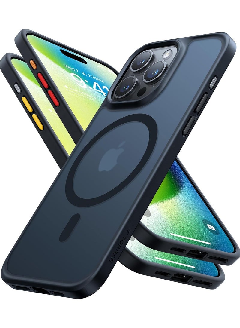 TORRAS Magnetic Shockproof Compatible with iPhone 15 Pro Case, [Mil-Grade Drop Tested] [Compatible with MagSafe] Translucent Slim Protective, PC & TPU, Anti-Fingerprint Guardian Mag 2023, Black Black - Image 1