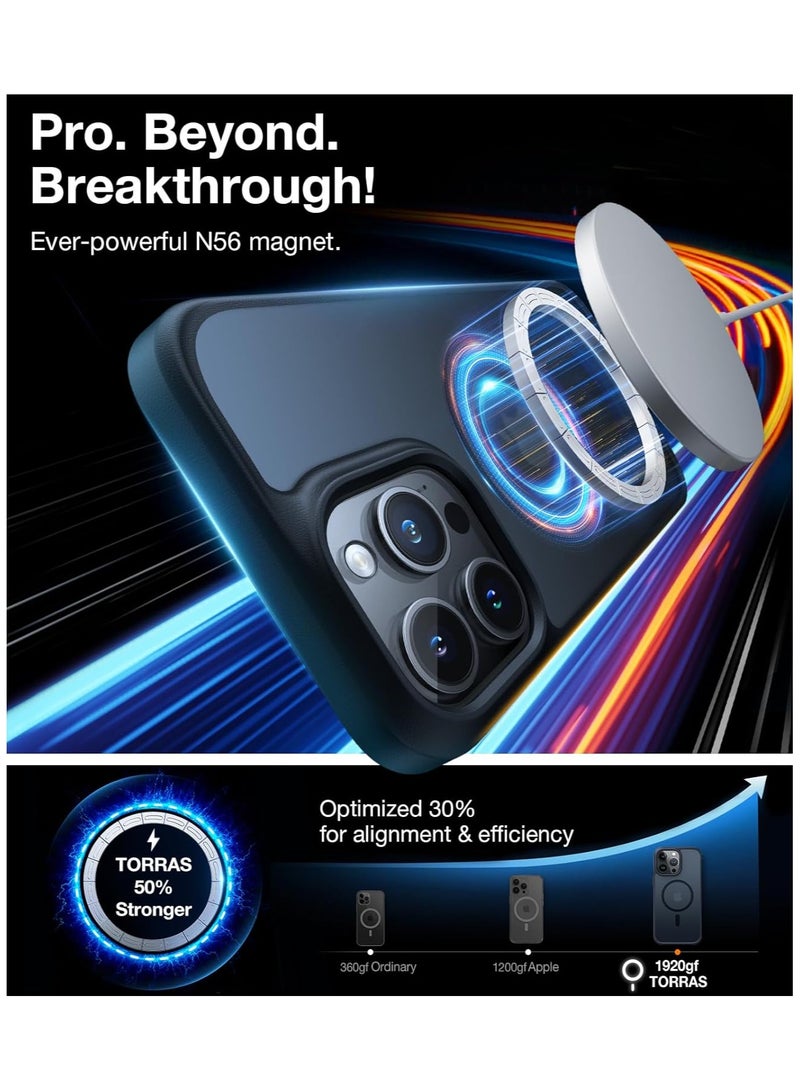 TORRAS Magnetic Shockproof Compatible with iPhone 15 Pro Case, [Mil-Grade Drop Tested] [Compatible with MagSafe] Translucent Slim Protective, PC & TPU, Anti-Fingerprint Guardian Mag 2023, Black Black - Image 2
