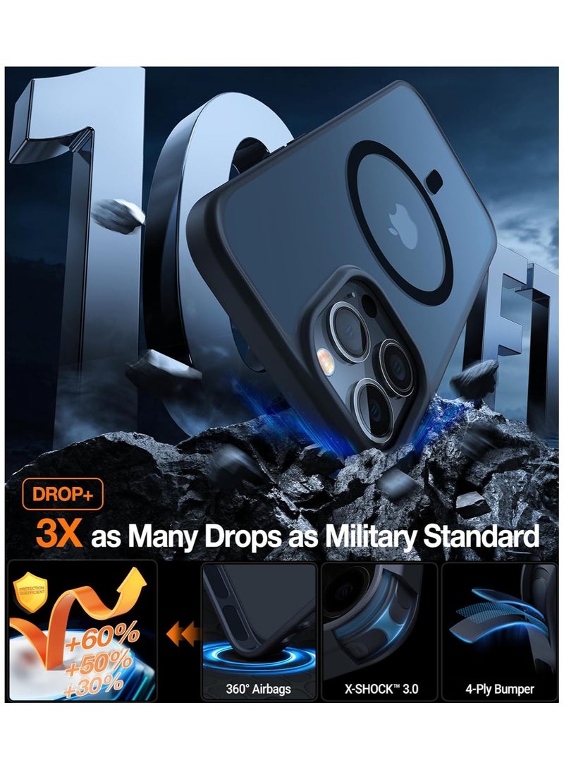 TORRAS Magnetic Shockproof Compatible with iPhone 15 Pro Case, [Mil-Grade Drop Tested] [Compatible with MagSafe] Translucent Slim Protective, PC & TPU, Anti-Fingerprint Guardian Mag 2023, Black Black - Image 3