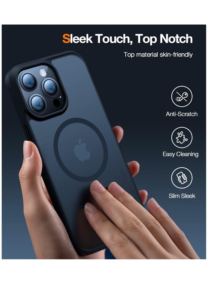 TORRAS Magnetic Shockproof Compatible with iPhone 15 Pro Case, [Mil-Grade Drop Tested] [Compatible with MagSafe] Translucent Slim Protective, PC & TPU, Anti-Fingerprint Guardian Mag 2023, Black Black - Image 4