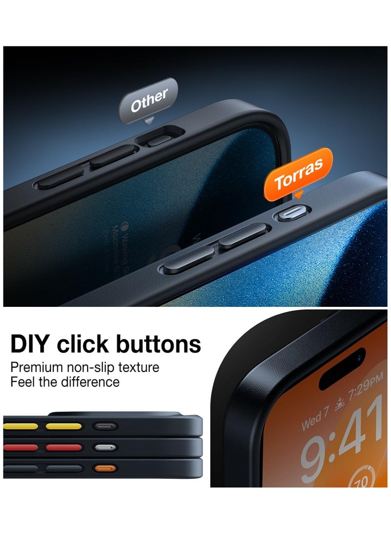 TORRAS Magnetic Shockproof Compatible with iPhone 15 Pro Case, [Mil-Grade Drop Tested] [Compatible with MagSafe] Translucent Slim Protective, PC & TPU, Anti-Fingerprint Guardian Mag 2023, Black Black - Image 5