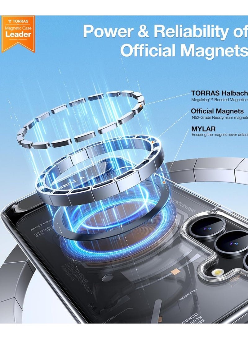 حامل مغناطيسي قوي وسلس لهاتف سامسونج جالاكسي S25 بلس، مناسب لمغسيف، حماية من السقوط بمعيار عسكري، مقاوم للاصفرار، حامل قابل للتعديل لهاتف سامسونج جالاكسي S25 بلس، شفاف - Image 2