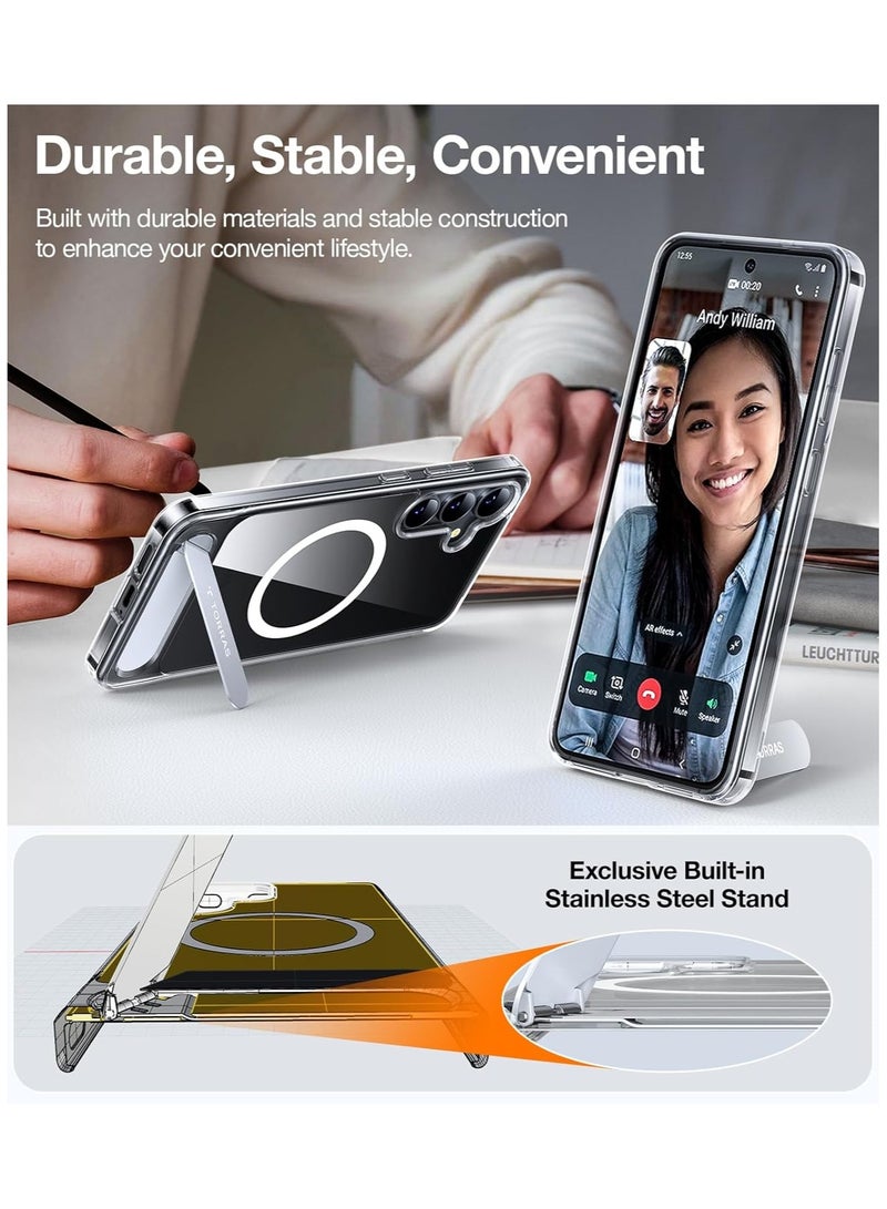 حامل مغناطيسي قوي وسلس لهاتف سامسونج جالاكسي S25 بلس، مناسب لمغسيف، حماية من السقوط بمعيار عسكري، مقاوم للاصفرار، حامل قابل للتعديل لهاتف سامسونج جالاكسي S25 بلس، شفاف - Image 4
