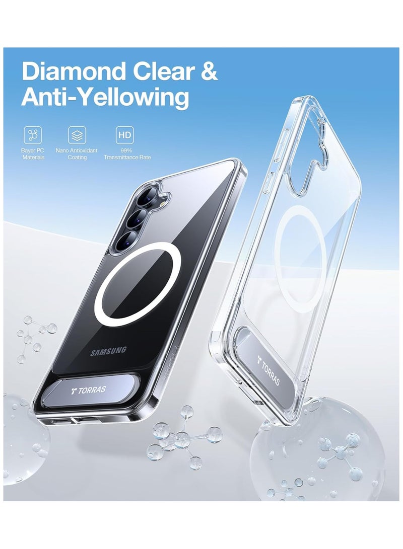 حامل مغناطيسي قوي وسلس لهاتف سامسونج جالاكسي S25 بلس، مناسب لمغسيف، حماية من السقوط بمعيار عسكري، مقاوم للاصفرار، حامل قابل للتعديل لهاتف سامسونج جالاكسي S25 بلس، شفاف - Image 5