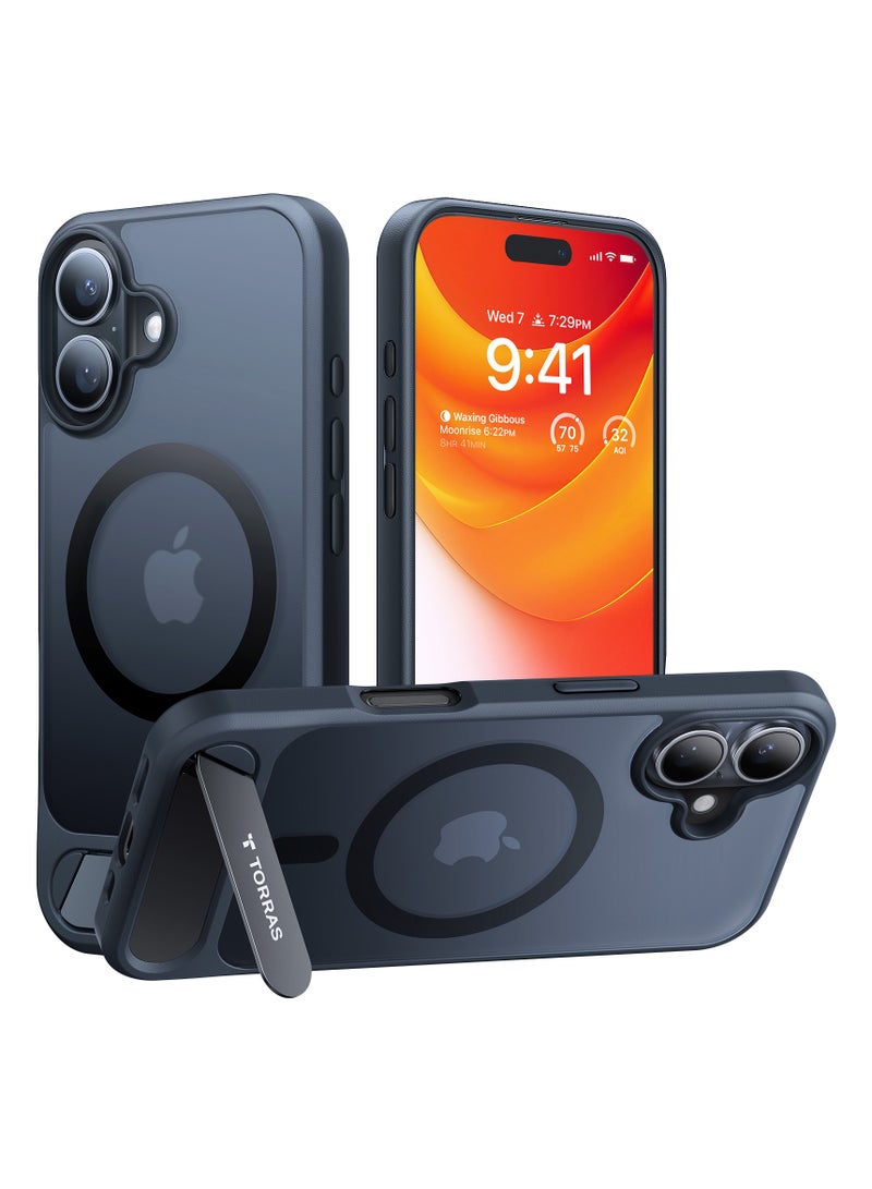 TORRAS Strong Magnetic & Seamless Stand for iPhone 16 Case, Fit for MagSafe, Mil-Grade Drop Protection, Adjustable Kickstand Phone Case for iPhone 16 Case, Slim Anti-Scratch Blackase For 6.1'' iPhone 16 Black Black  - Image 3