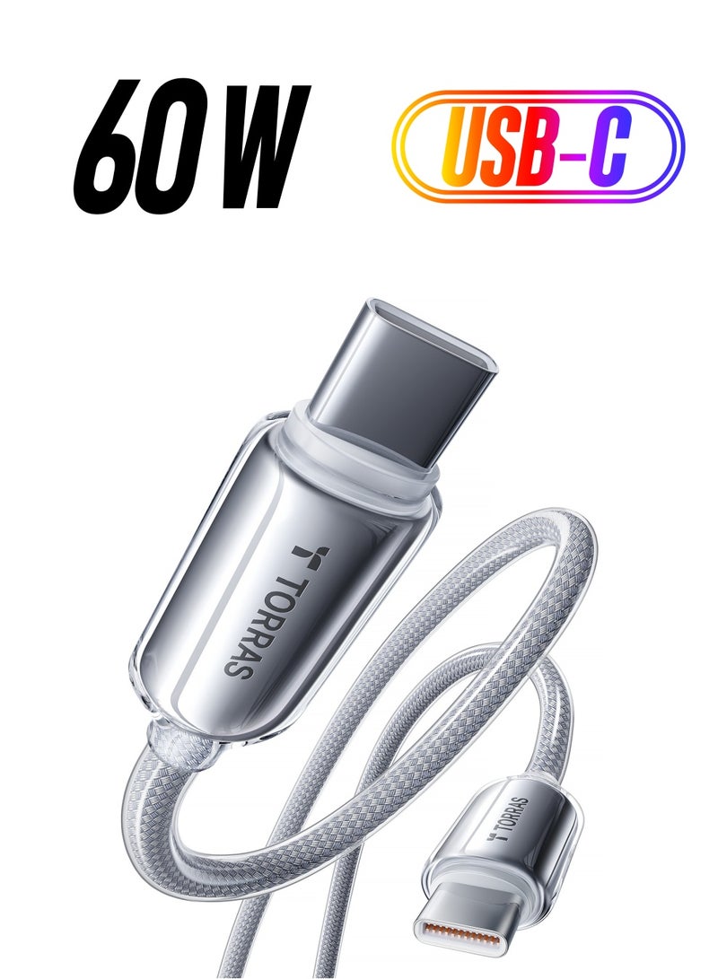 TORRAS USB-C To USB-C Cable 60W (2m), Mil-Grade Tested USB-C Charger Cable Fast Charge for iPhone 16/Plus/Pro/Pro Max, iPhone15/Plus/Pro/Pro Max, Samsung S25/S24/23, MacBook Air Pro 2020, iPad Pro/Air/Mini (Pearl White) White - Image 1