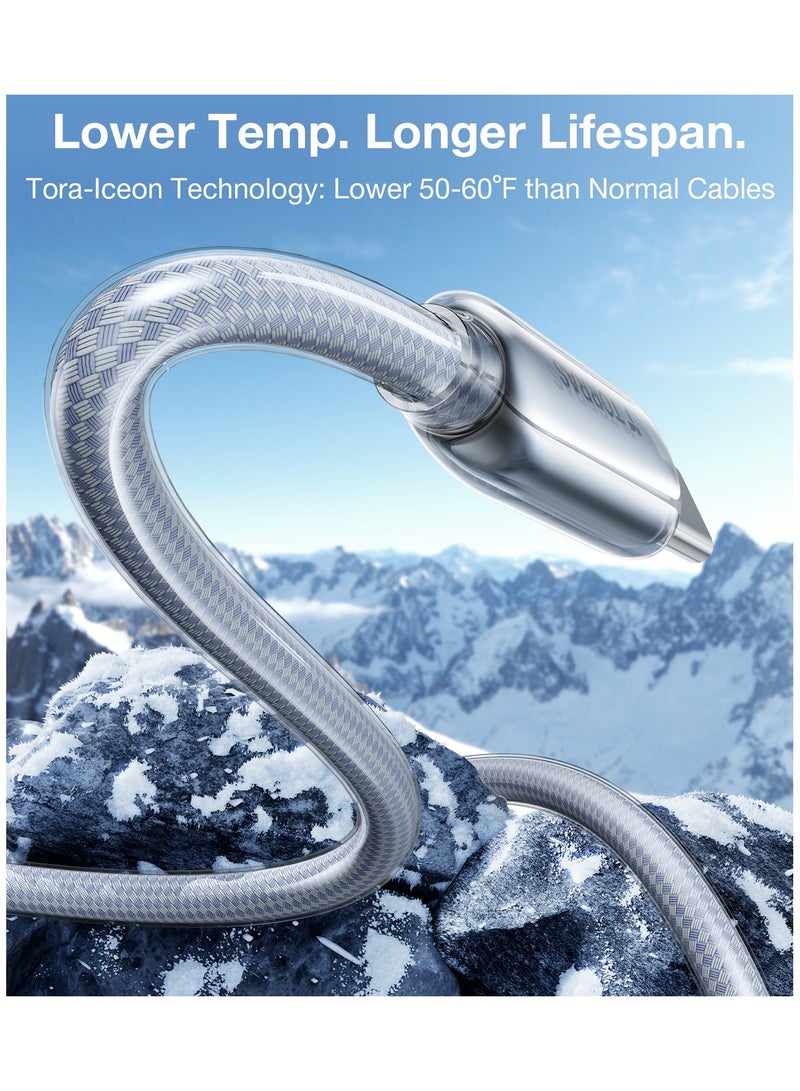 TORRAS USB-C To USB-C Cable 60W (2m), Mil-Grade Tested USB-C Charger Cable Fast Charge for iPhone 16/Plus/Pro/Pro Max, iPhone15/Plus/Pro/Pro Max, Samsung S25/S24/23, MacBook Air Pro 2020, iPad Pro/Air/Mini (Pearl White) White - Image 3