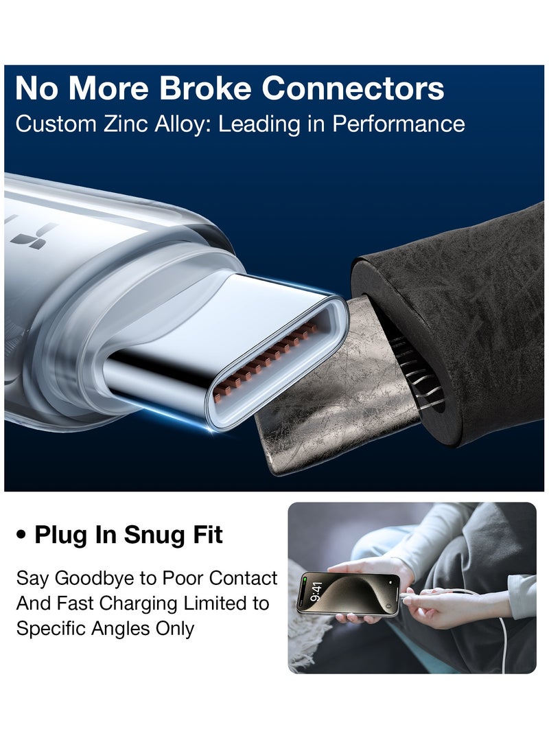 TORRAS USB-C To USB-C Cable 60W (2m), Mil-Grade Tested USB-C Charger Cable Fast Charge for iPhone 16/Plus/Pro/Pro Max, iPhone15/Plus/Pro/Pro Max, Samsung S25/S24/23, MacBook Air Pro 2020, iPad Pro/Air/Mini (Pearl White) White - Image 5