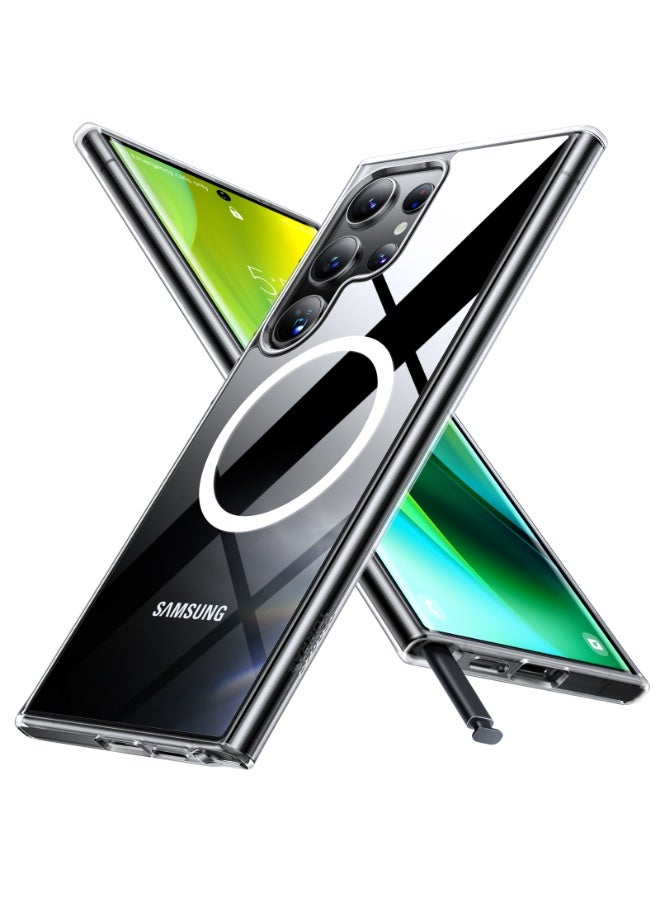 Magnetic Shockproof for Samsung Galaxy S24 Ultra Case, [18N Mighty Magnetic] [12FT Mil-Grade Drop Tested] [Compatible with MagSafe] Protective Slim Case for Samsung S24 Ultra Case, Clear Clear - Image 1