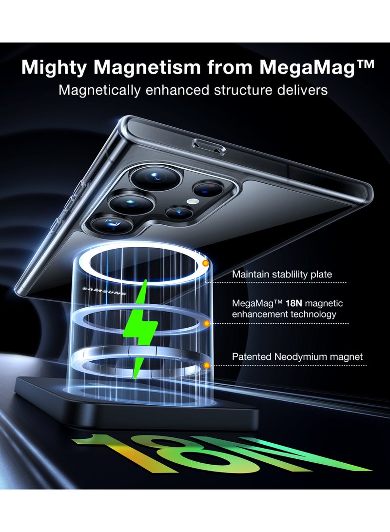 Magnetic Shockproof for Samsung Galaxy S24 Ultra Case, [18N Mighty Magnetic] [12FT Mil-Grade Drop Tested] [Compatible with MagSafe] Protective Slim Case for Samsung S24 Ultra Case, Clear Clear - Image 2