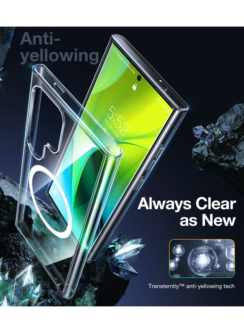 Magnetic Shockproof for Samsung Galaxy S24 Ultra Case, [18N Mighty Magnetic] [12FT Mil-Grade Drop Tested] [Compatible with MagSafe] Protective Slim Case for Samsung S24 Ultra Case, Clear Clear - Image 4